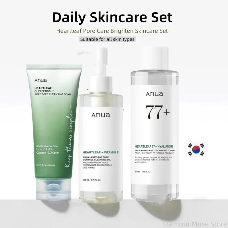 ANUA Heartleaf 4-Piece Skincare Set — Toner, Lotion, Cleansing Foam & Oil Lanoi Beauty